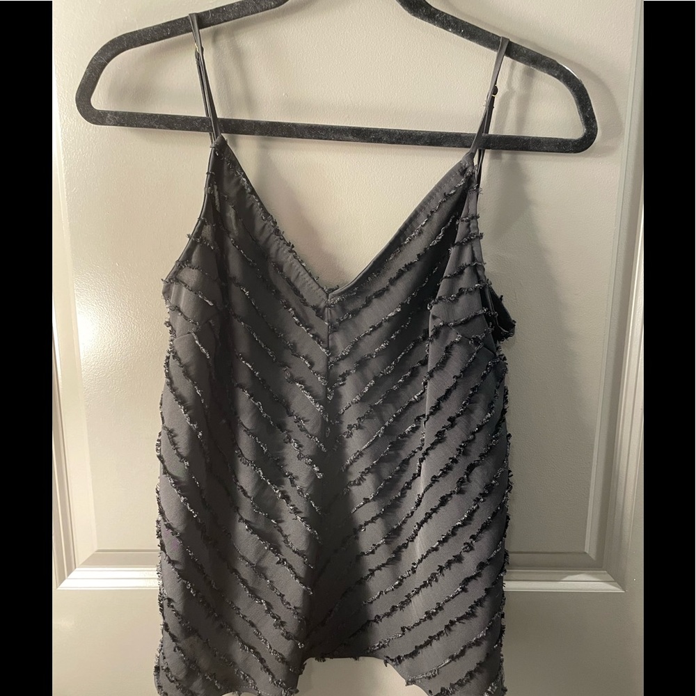 Free People black tank top with fringed design